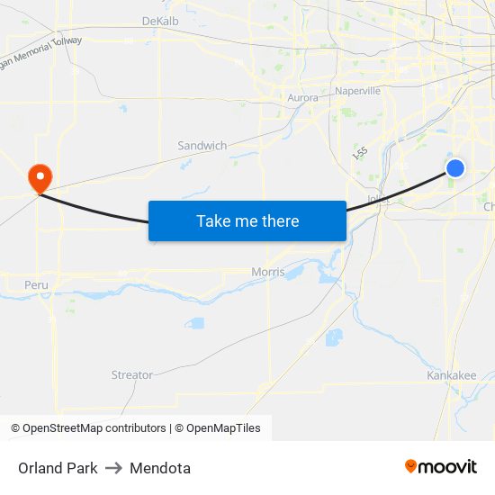 Orland Park to Orland Park map