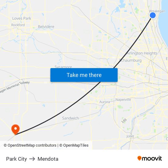 Park City to Mendota map