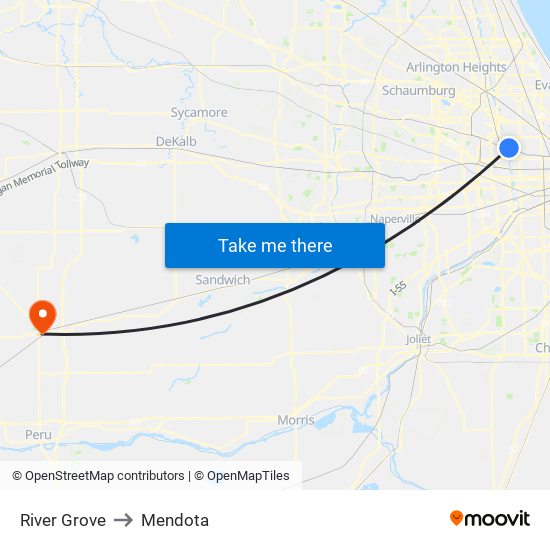 River Grove to Mendota map