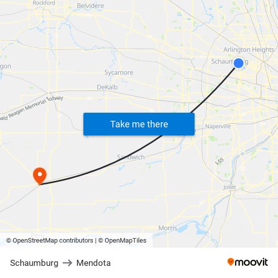 Schaumburg to Mendota map