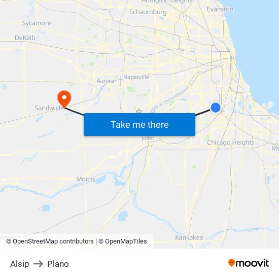 Alsip to Plano map
