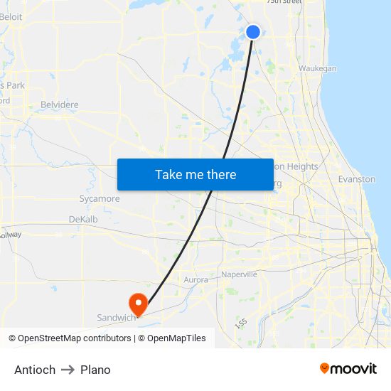 Antioch to Plano map