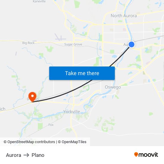 Aurora to Plano map