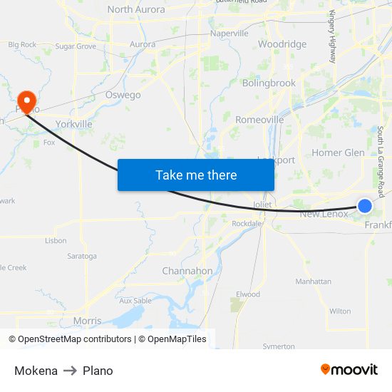 Mokena to Mokena map