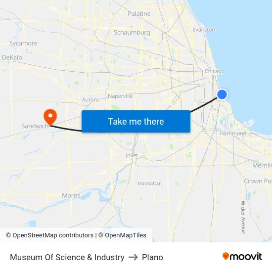 Museum Of Science & Industry to Plano map