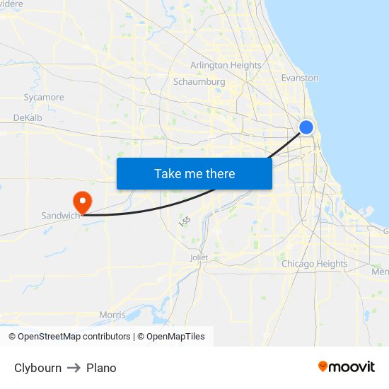 Clybourn to Plano map