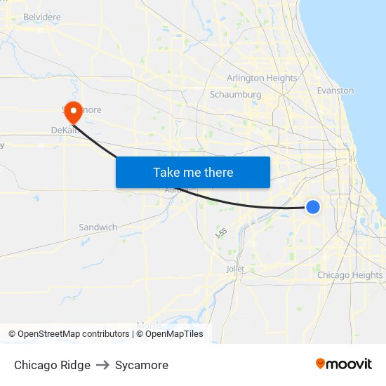 Chicago Ridge to Chicago Ridge map