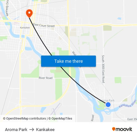 Aroma Park to Kankakee map