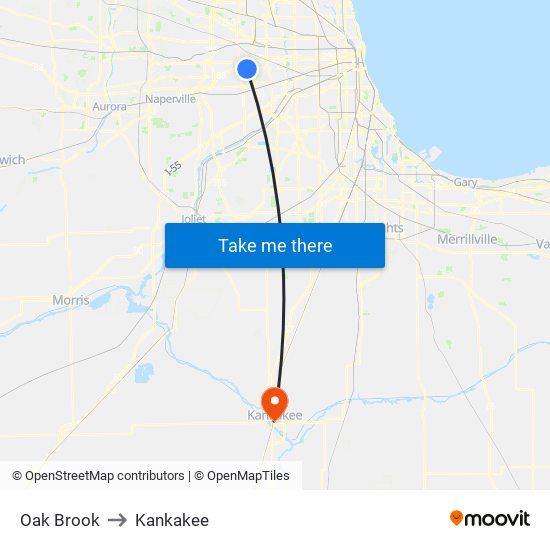 Oak Brook to Oak Brook map