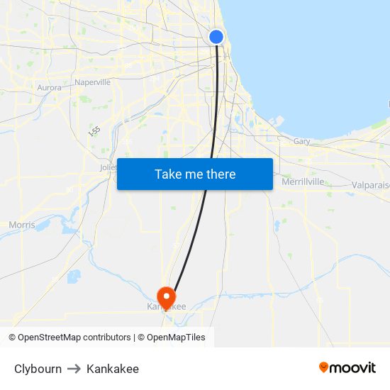 Clybourn to Kankakee map
