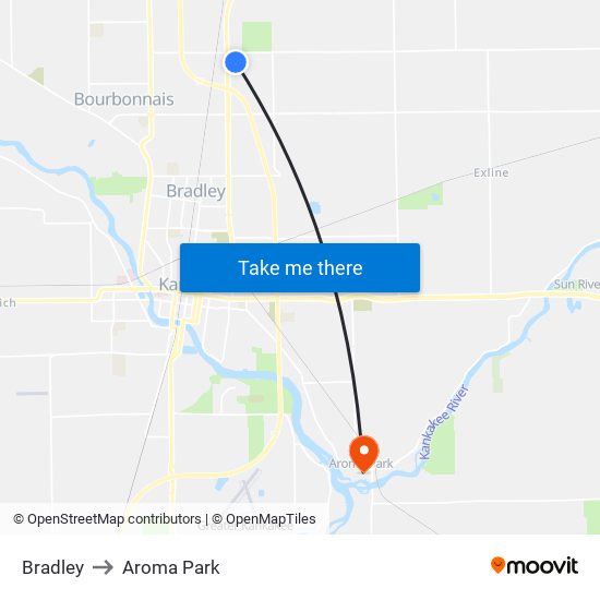 Bradley to Aroma Park map