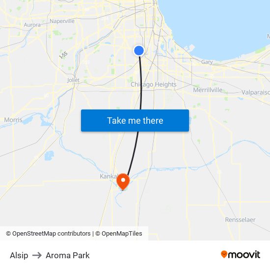 Alsip to Aroma Park map