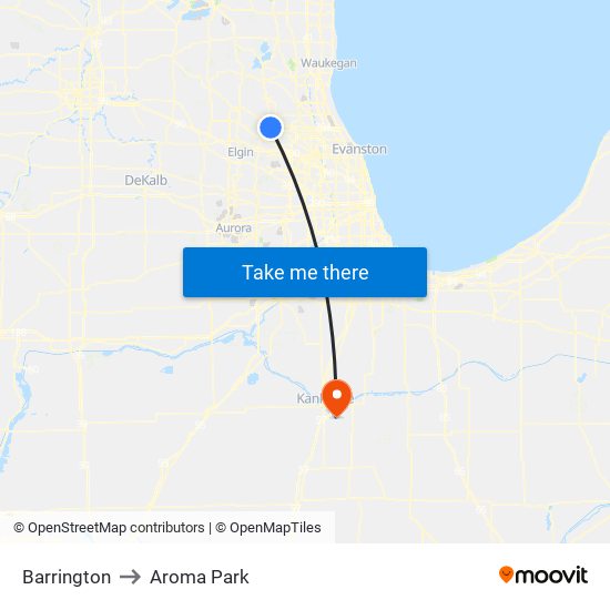 Barrington to Aroma Park map