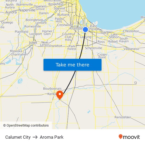 Calumet City to Aroma Park map