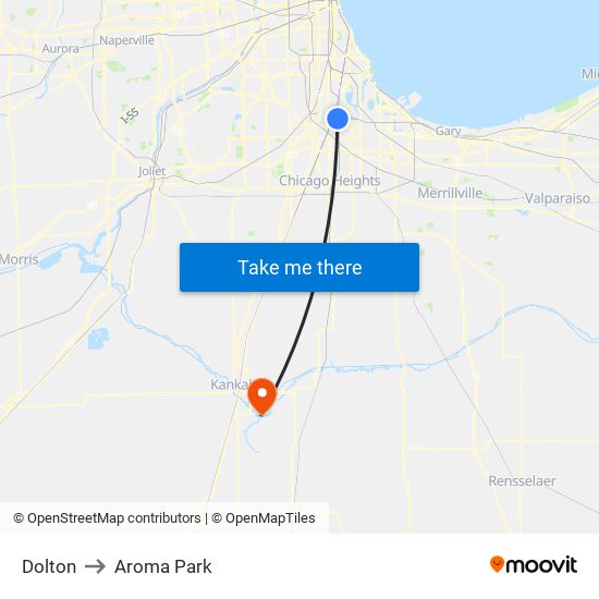 Dolton to Aroma Park map