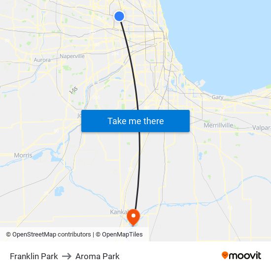 Franklin Park to Aroma Park map