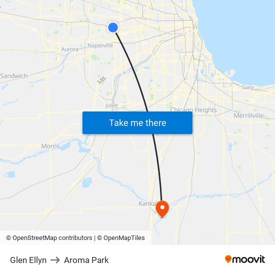 Glen Ellyn to Aroma Park map