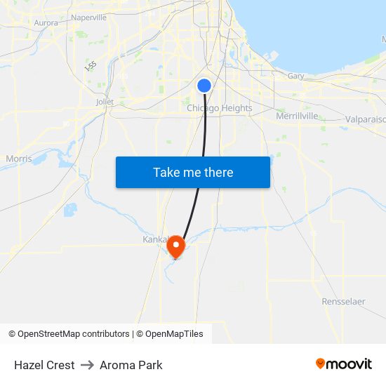 Hazel Crest to Aroma Park map