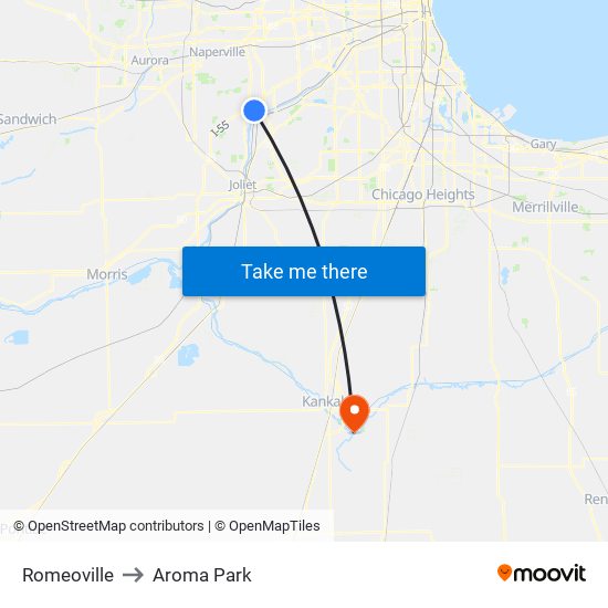 Romeoville to Romeoville map