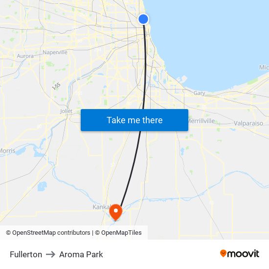 Fullerton to Aroma Park map