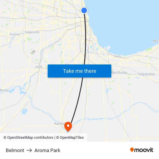 Belmont to Aroma Park map