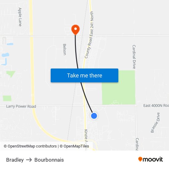 Bradley to Bourbonnais map