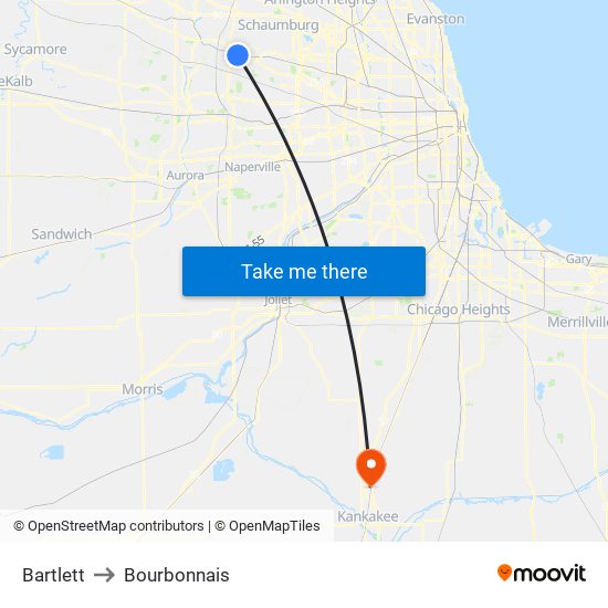 Bartlett to Bourbonnais map