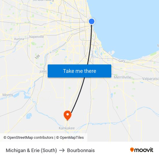 Michigan & Erie (South) to Bourbonnais map