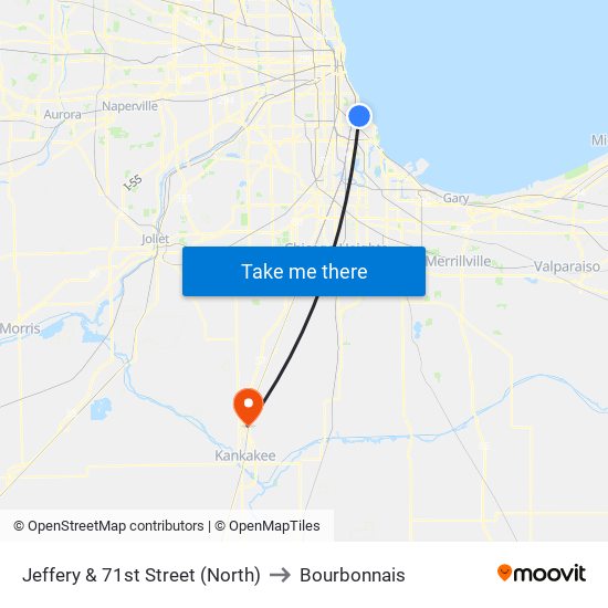 Jeffery & 71st Street (North) to Bourbonnais map