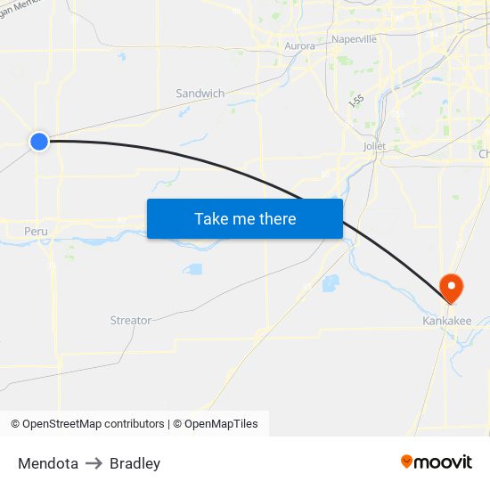 Mendota to Bradley map