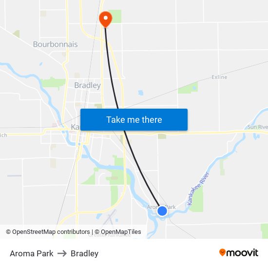 Aroma Park to Bradley map
