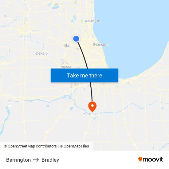 Barrington to Bradley map