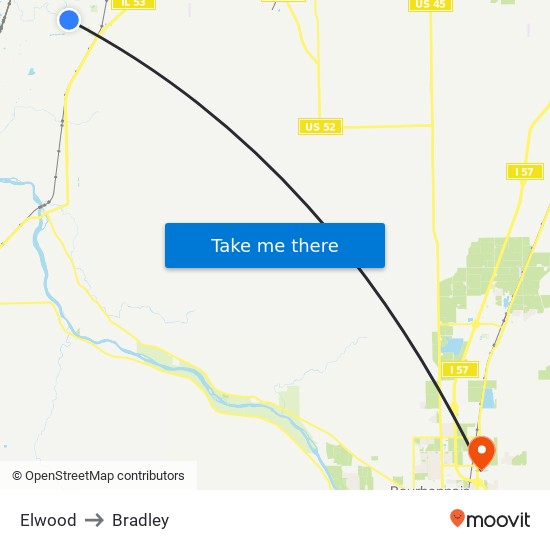 Elwood to Bradley map