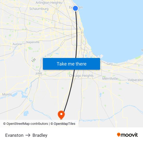 Evanston to Evanston map