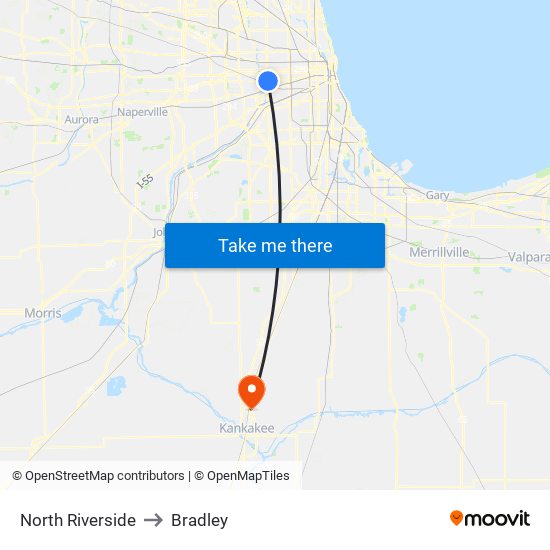 North Riverside to North Riverside map