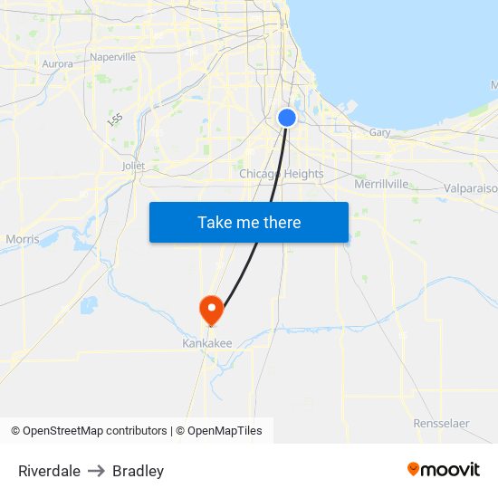 Riverdale to Bradley map