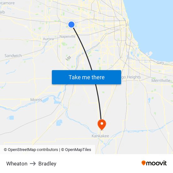 Wheaton to Wheaton map