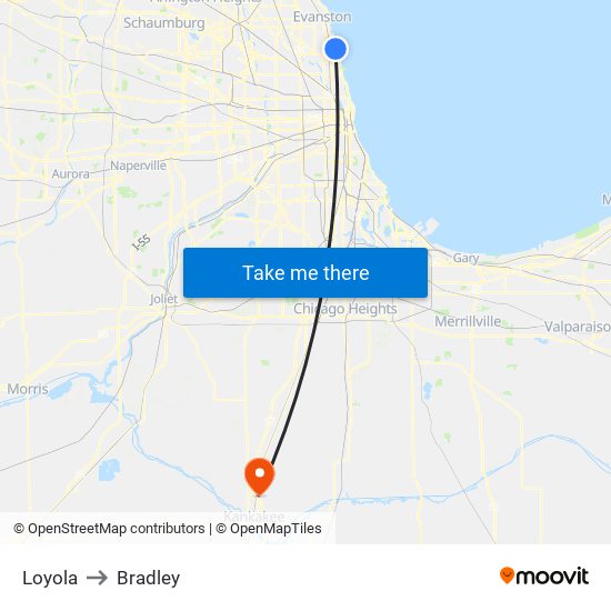 Loyola to Bradley map