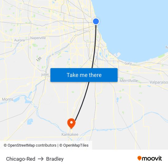 Chicago-Red to Bradley map