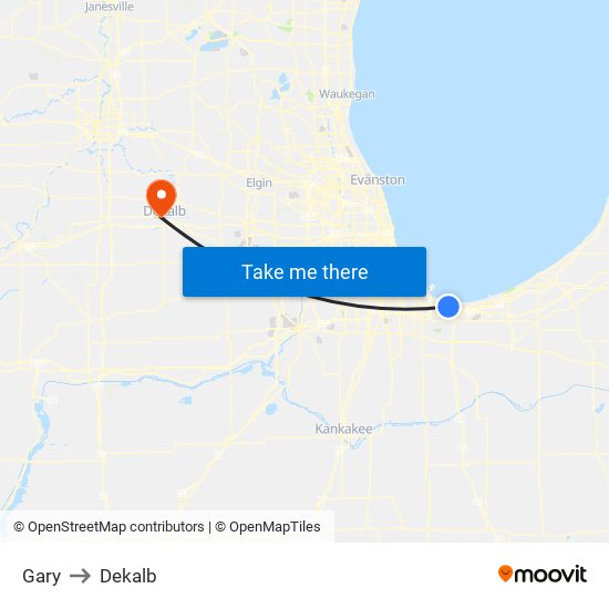 Gary to Dekalb map