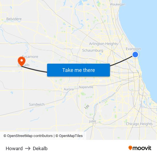 Howard to Dekalb map