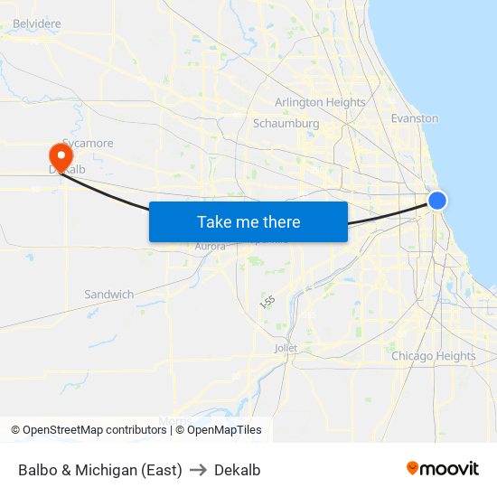 Balbo & Michigan (East) to Dekalb map