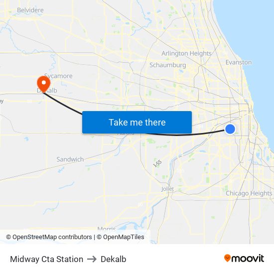 Midway Cta Station to Dekalb map