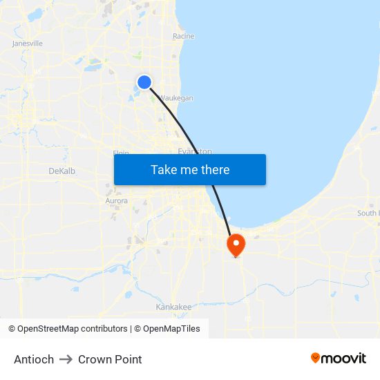 Antioch to Crown Point map