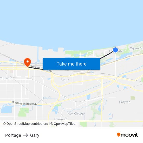 Portage to Gary map