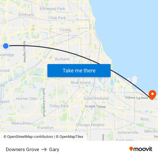 Downers Grove to Downers Grove map