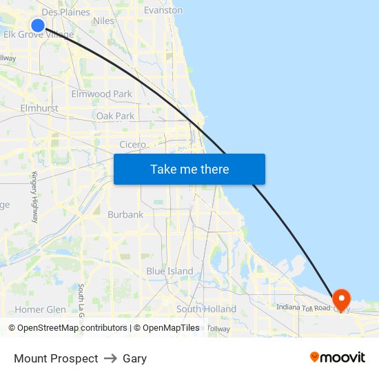 Mount Prospect to Mount Prospect map