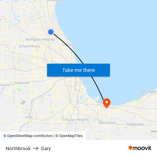 Northbrook to Northbrook map
