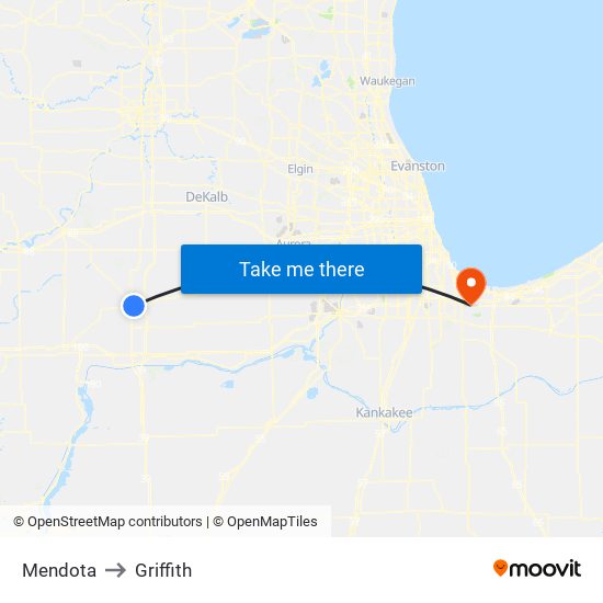 Mendota to Griffith map