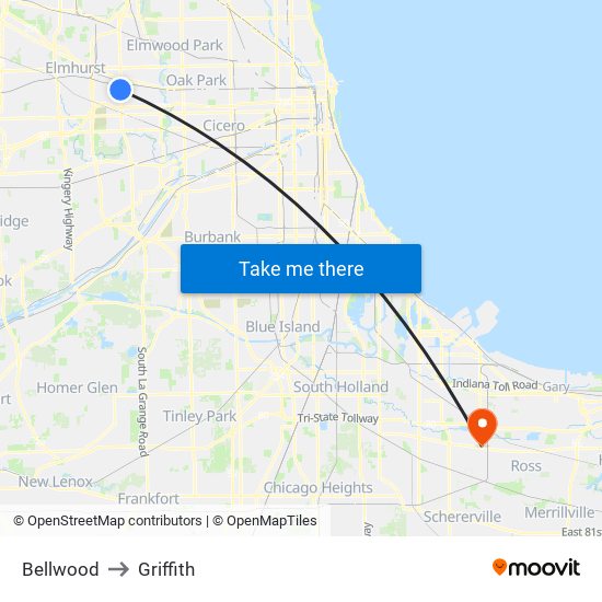 Bellwood to Griffith map